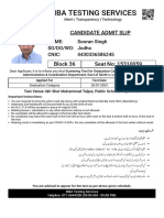 Siba Testing Services: Candidate Admit Slip