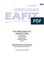 Informe Laboratorio Geomecánica Rocas Gustavo Isaza PDF