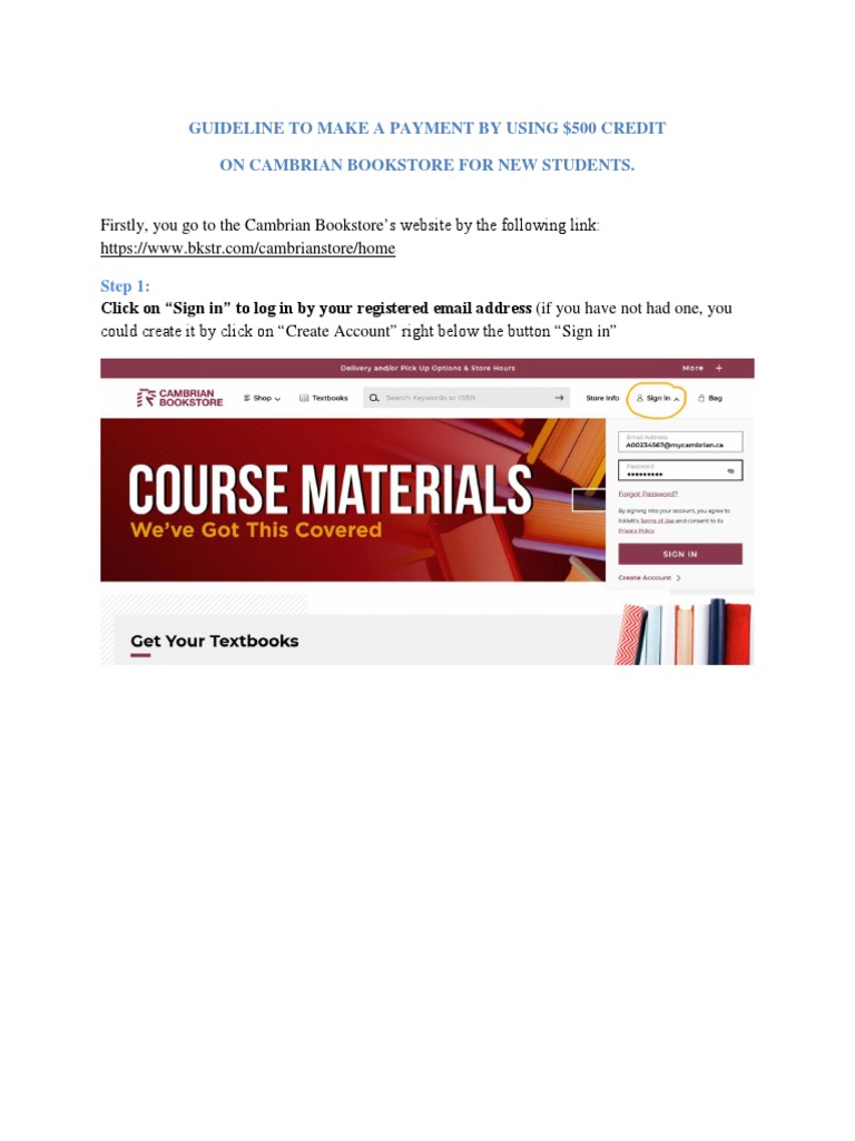 Guideline For New Students On Cambrian Bookstore PDF