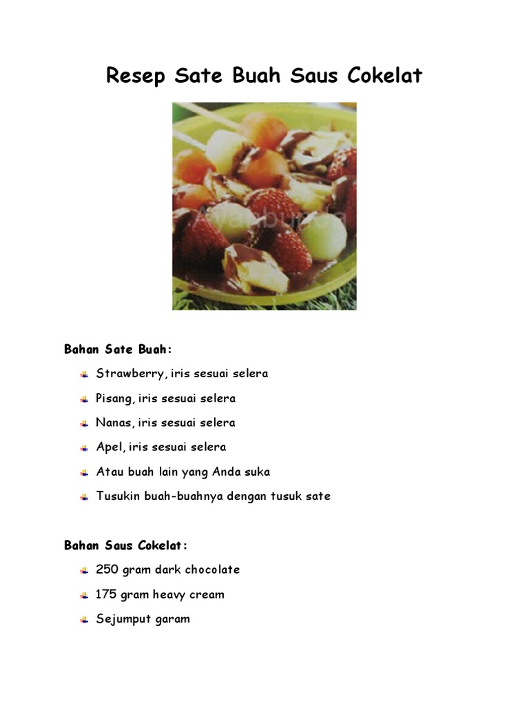Resep Sate Buah Saus Cokelat | PDF