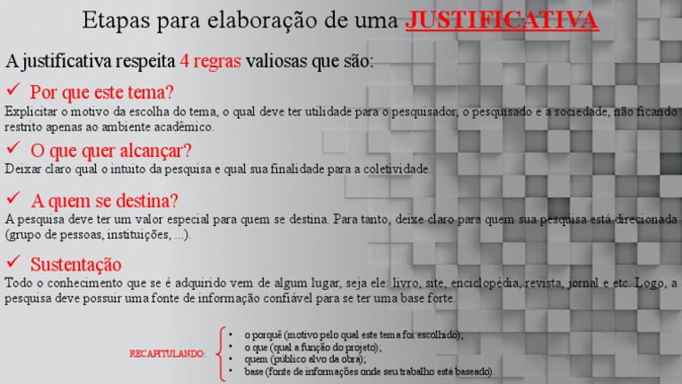 Etapas para Elaboração de Uma JUSTIFICATIVA | PDF | Arte
