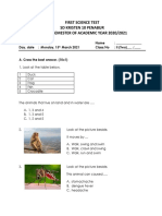 Science Test and Answer Key, Animals and Plants PDF
