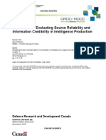 Standards For Evaluating Source Reliability and Information Credibility in Intelligence Production