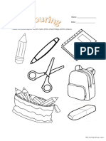 School Objects Colouring PDF