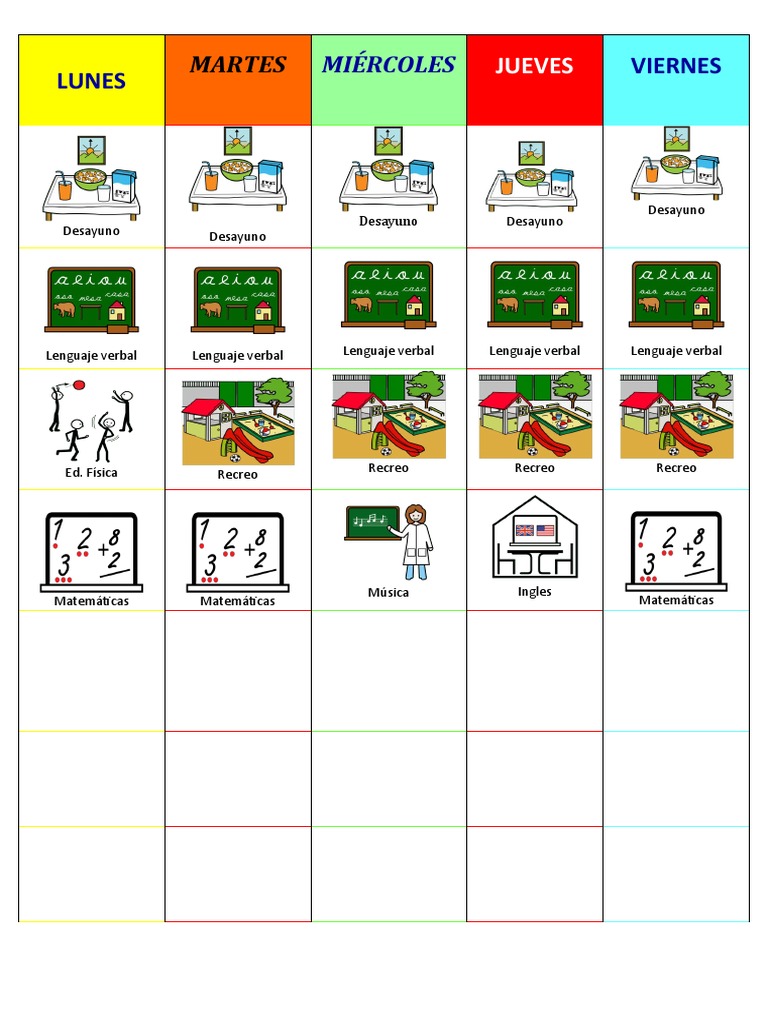 Calendario Semanal para Niños con TEA | PDF