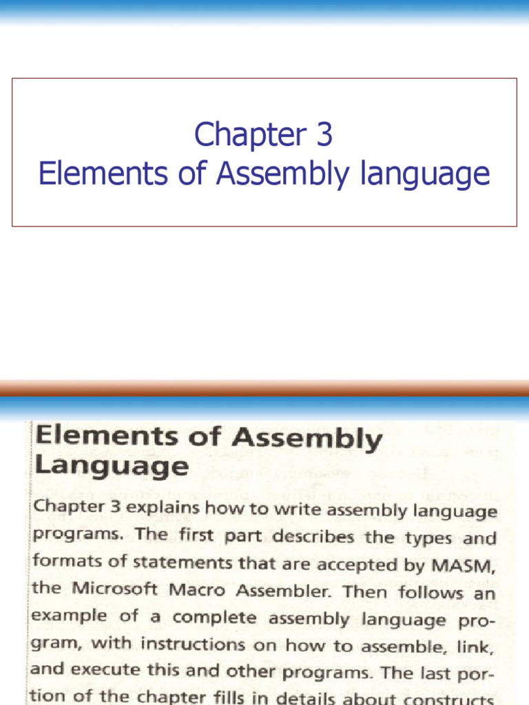 Chapter 3-Elements of Assembler Language | PDF | Assembly Language ...