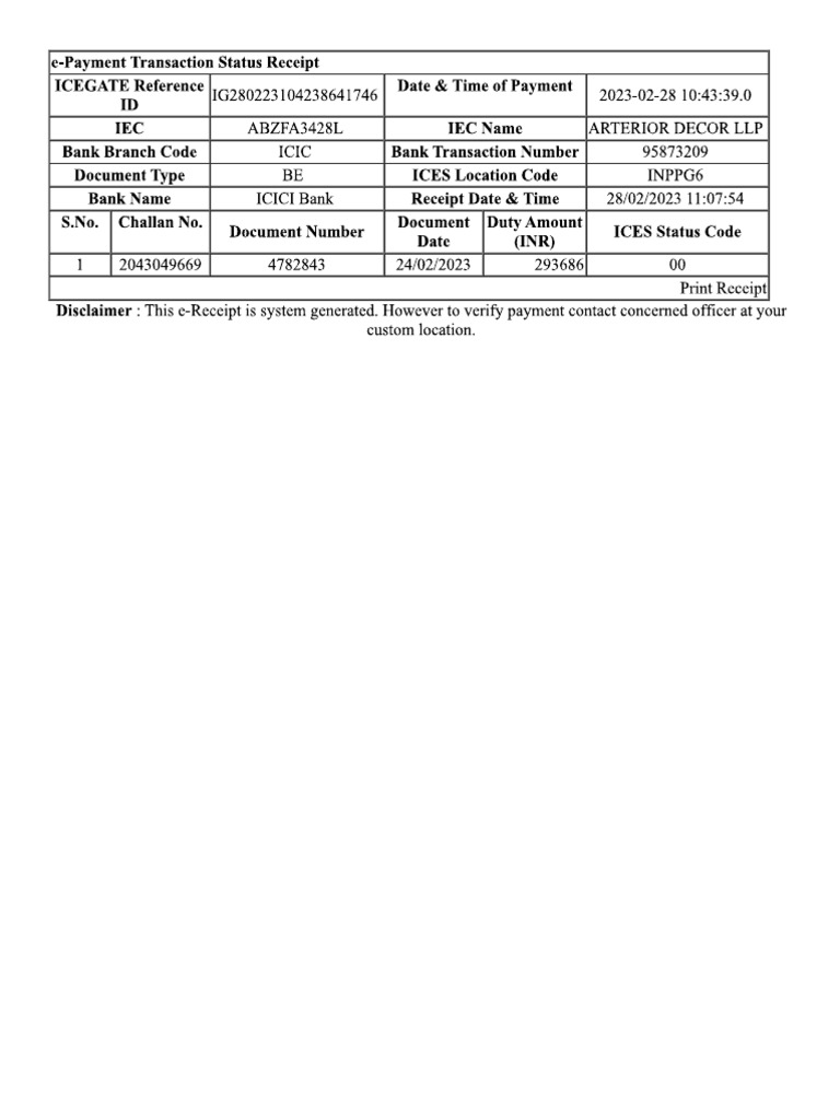Duty Challan PDF PDF