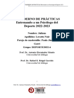 Cuaderno de Prácticas. Entrenando A Un Psicólogo Del Deporte 2022-2023 Juliana Lovatto Noir PDF