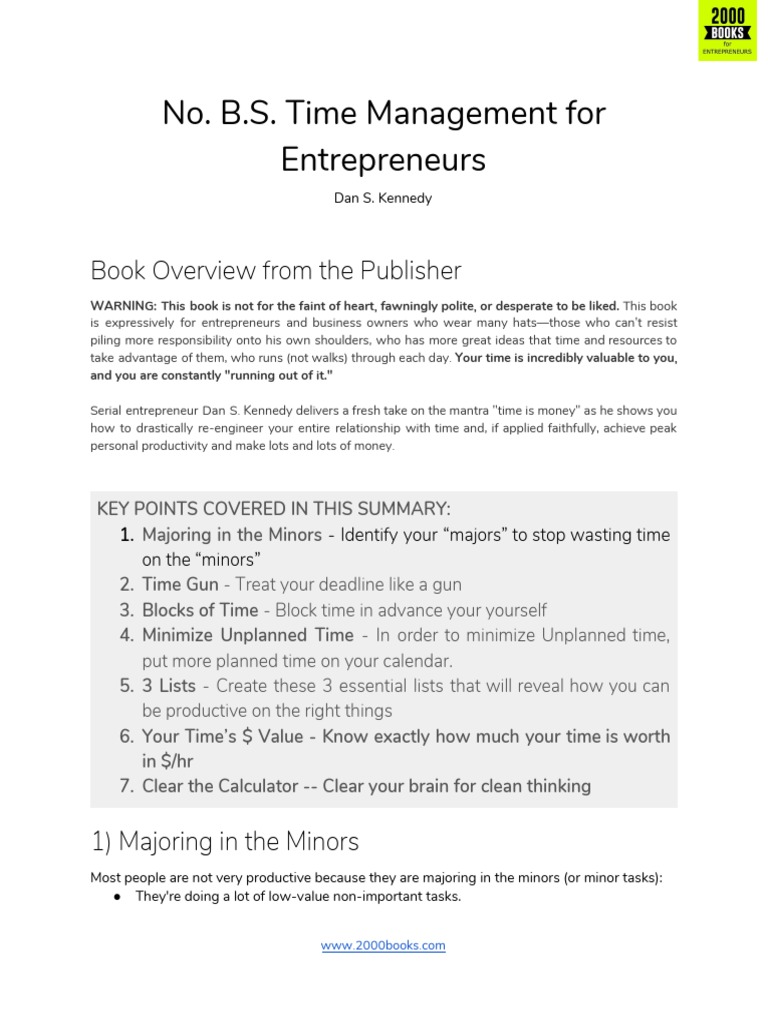 Time Management Tips for Entrepreneurs | PDF | Self-Improvement