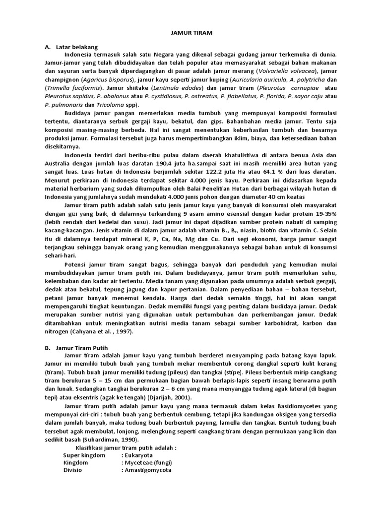 1 Klasifikasi Jamur Tiram PDF