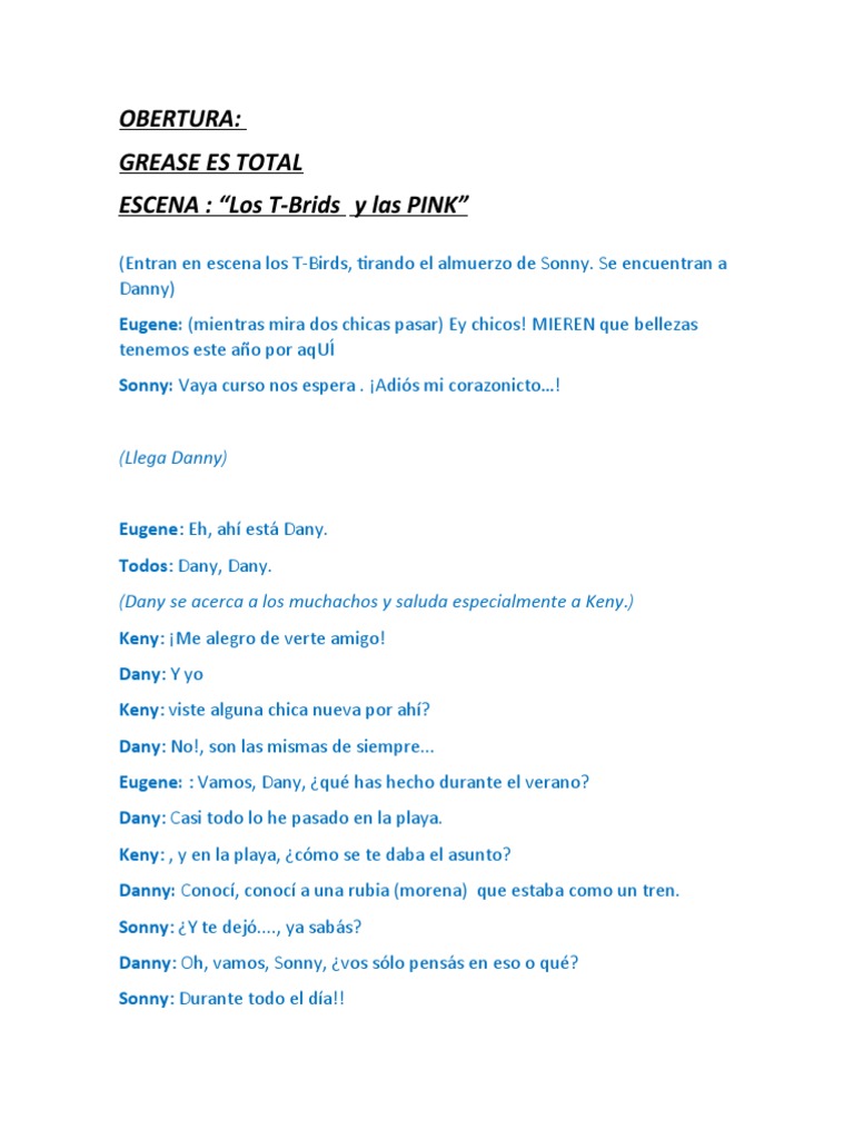 Grease Primeras Escenas Ok PDF