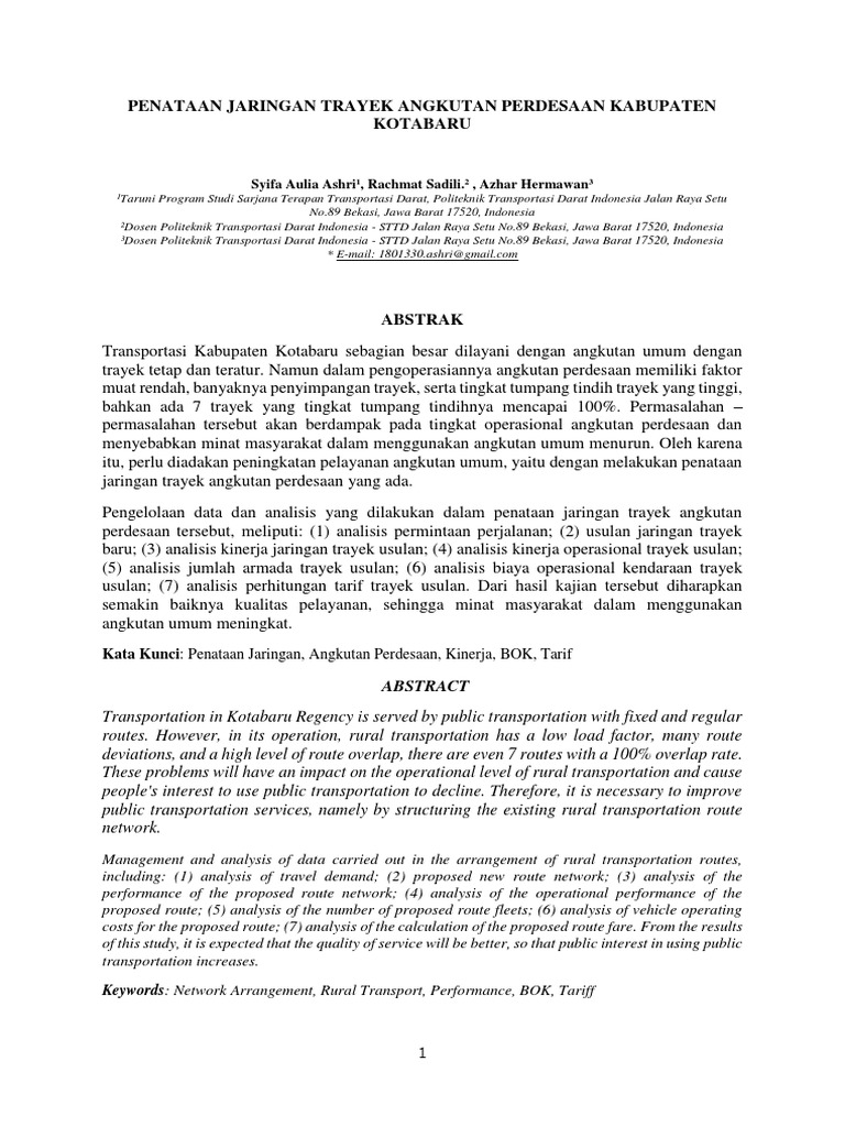 Penataan Trayek Angkutan Perdesaan Kotabaru | PDF | Sains & Matematika ...
