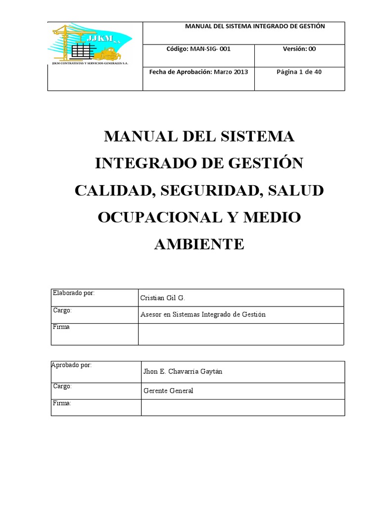 Manual Del Sistema Integrado de Gestión - Ver 00 | PDF | Calidad ...