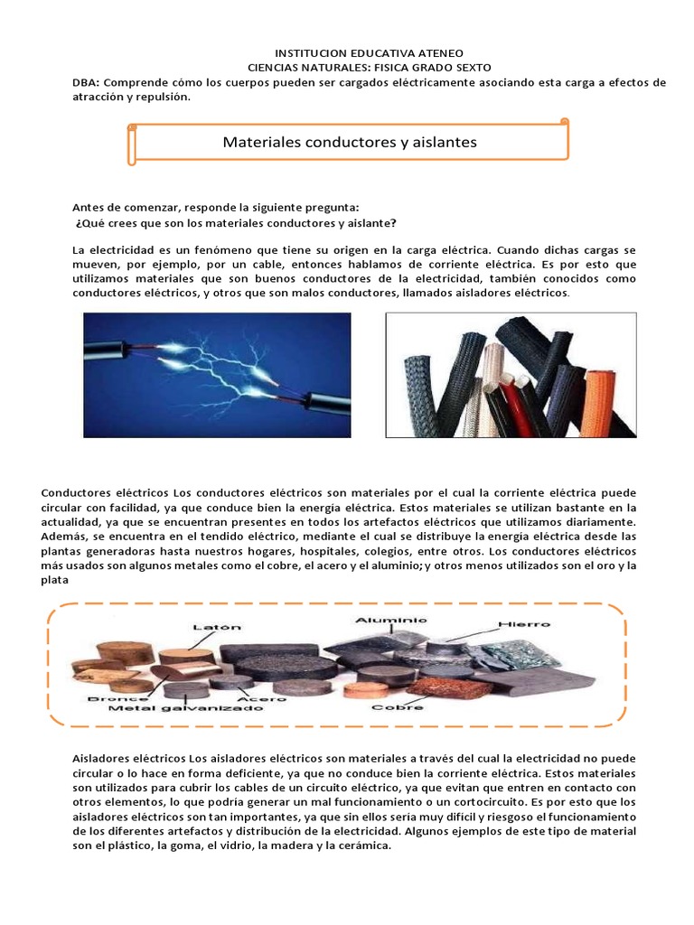 Conductores y Aislantes Eléctricos | PDF | Aislador (Electricidad ...