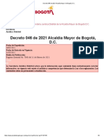 Decreto 046 de 2021 Alcaldía Mayor de Bogotá, D.C