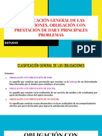 Clasificación General de Las Obligaciones, Obligación Con Prestación de Dar y Principales Problemas