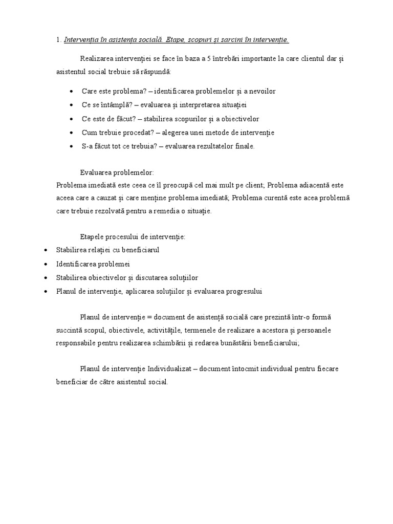 Interventia in As. Planul de Interventie | PDF