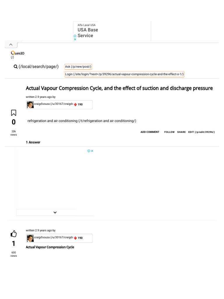 Actual Vapour Compression Cycle, and The Effect of Suction and