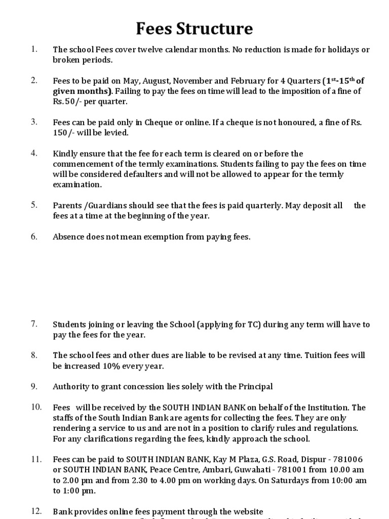 Fees Structure | PDF | Fee | Tuition Payments