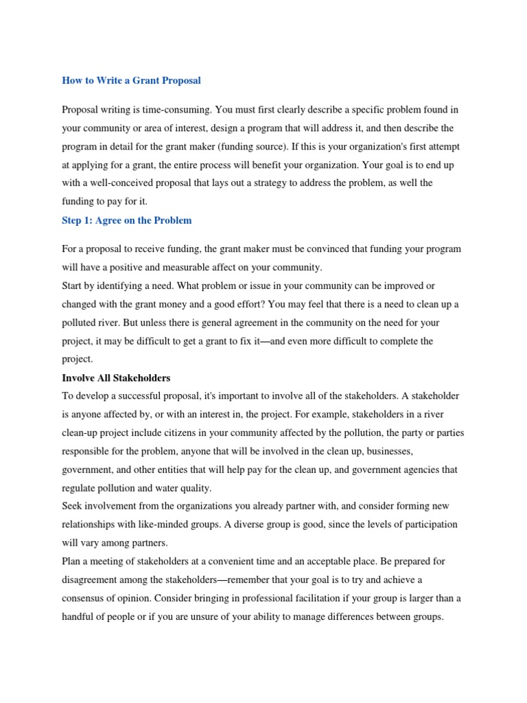 How To Write A Grant Proposal PDF | PDF | Goal | Community