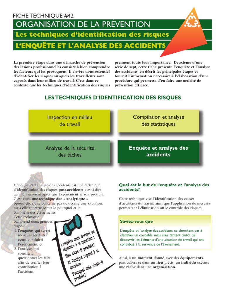 Enquête et Analyse des Accidents au Travail | PDF | Prophylaxie | Santé ...