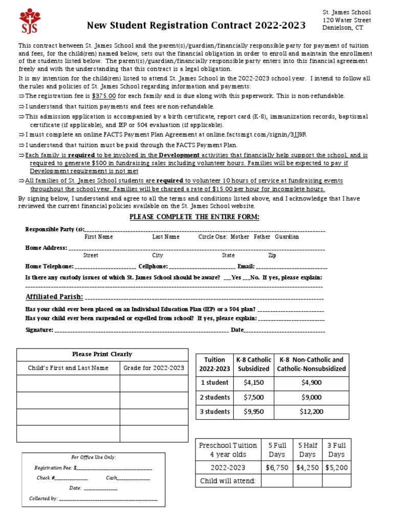 New Student Contract 202223 PDF PDF Tuition Payments Fee