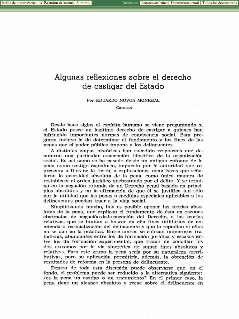 Algunas Reflexiones Sobre El Derecho de Castigar Del Estado-Novoa | PDF ...