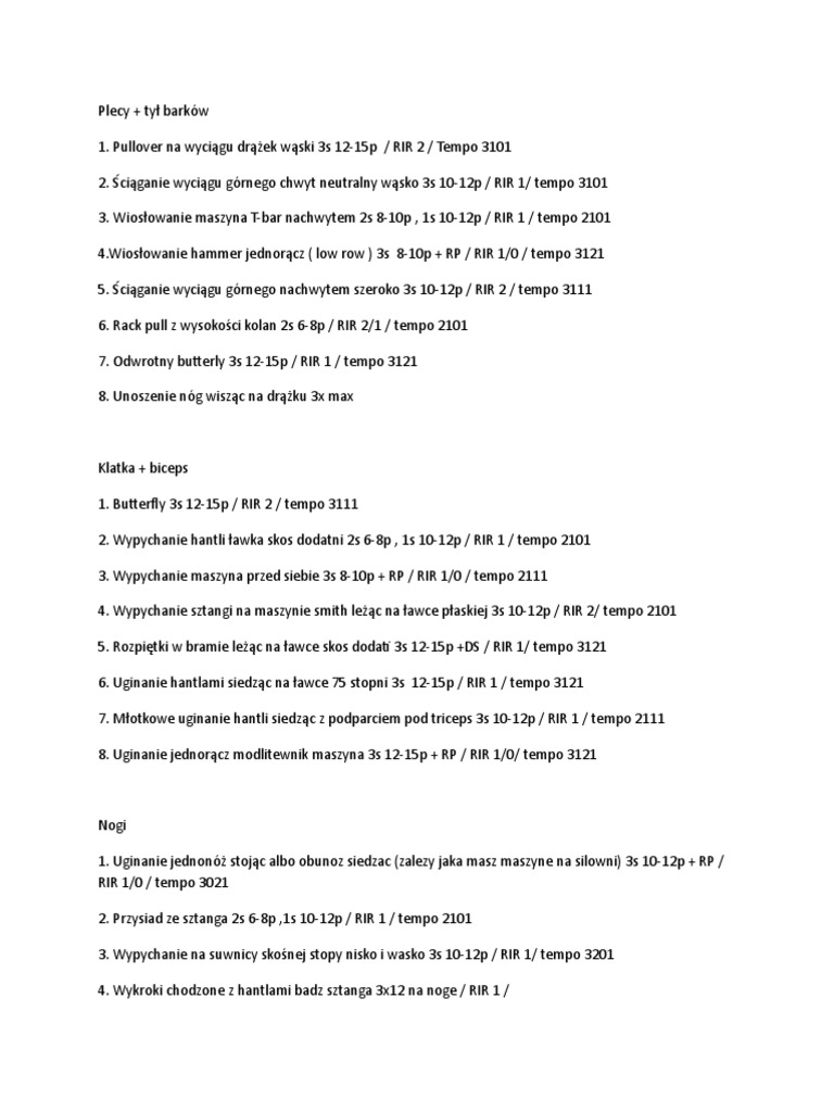 Plan Treningowy Lucky PDF