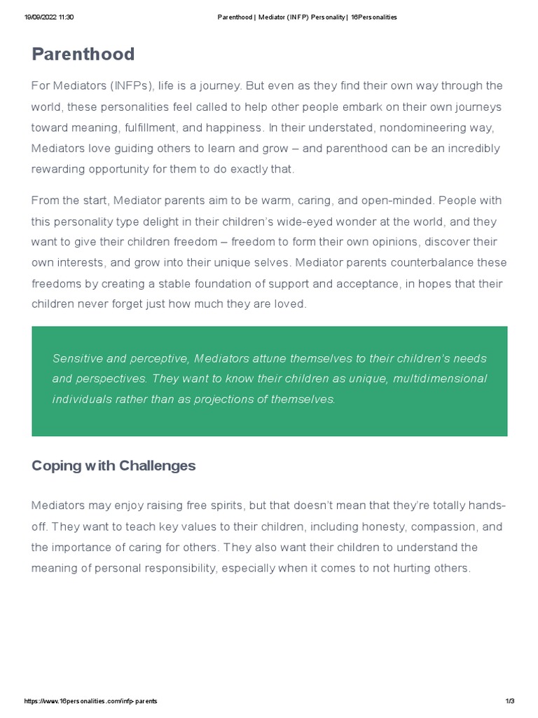 INFP Parent Guide: Nurturing Growth | PDF | Parenting | Social Institutions