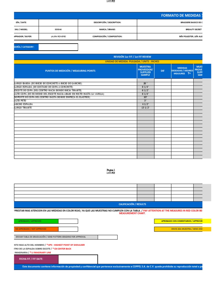 Machote Size Spec | PDF