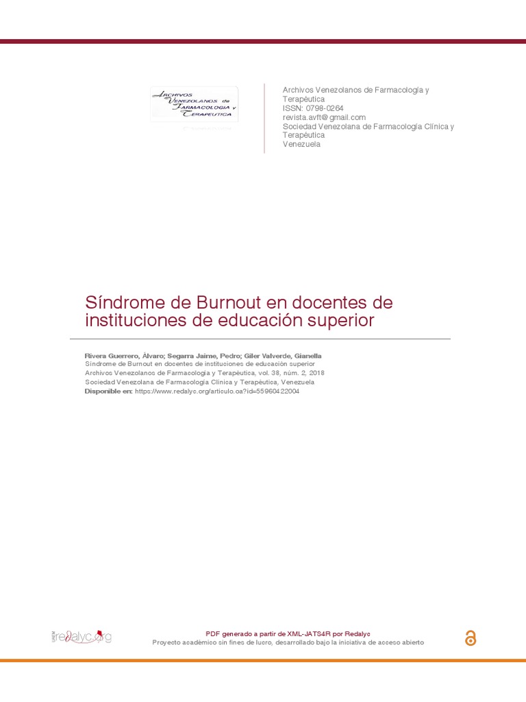 Síndrome de Burnout en Docentes de | PDF | Burnout ocupacional | Estrés ...