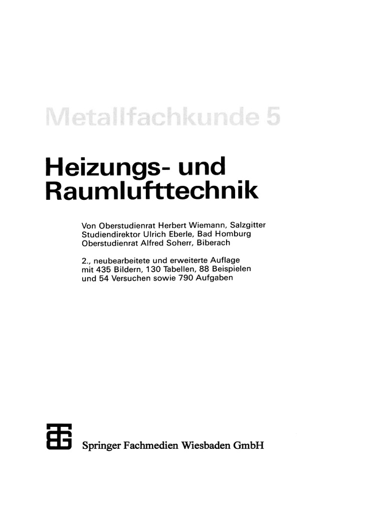 Heizungs - Und Raumlufttechnik (Herbert Wiemann, Ulrich Eberle Etc.) PDF