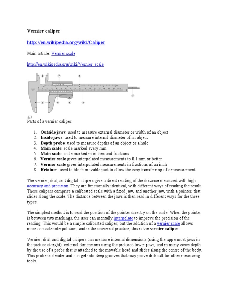Vernier Caliper PDF PDF Metrology Tools