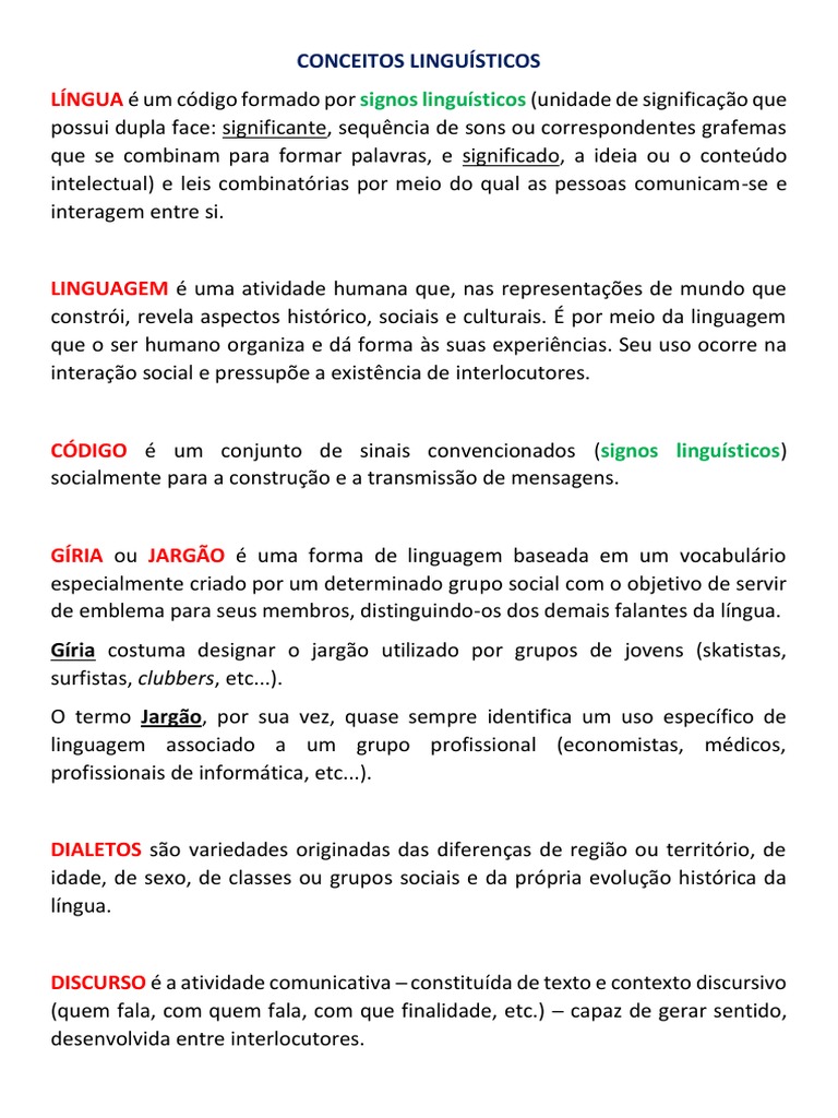 Conceitos de Linguagem e Dialetos | PDF | Linguística | Linguagem natural