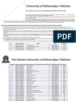 1st Merit List BS Computer Science M Department of Computer Science BAHAWALPUR BWP Merit Fall 2021 Fall 2021