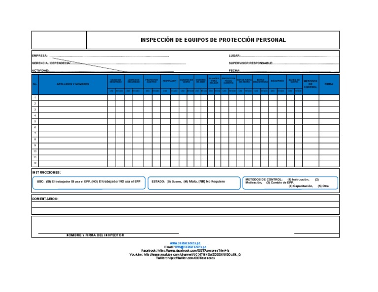 Formato de Inspección de EPP Excel | PDF