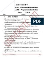 questionnairemPOO C Universite BTI 2022 PDF