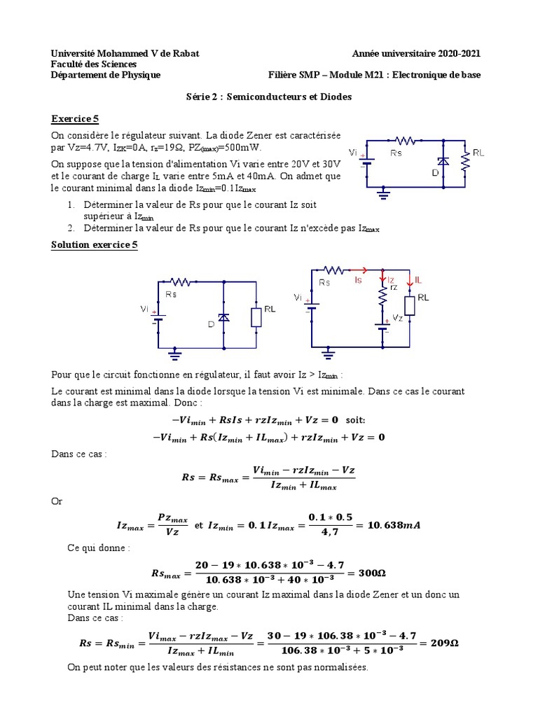 Serie 2E5 Et Solution PDF | PDF | Diode | Électronique