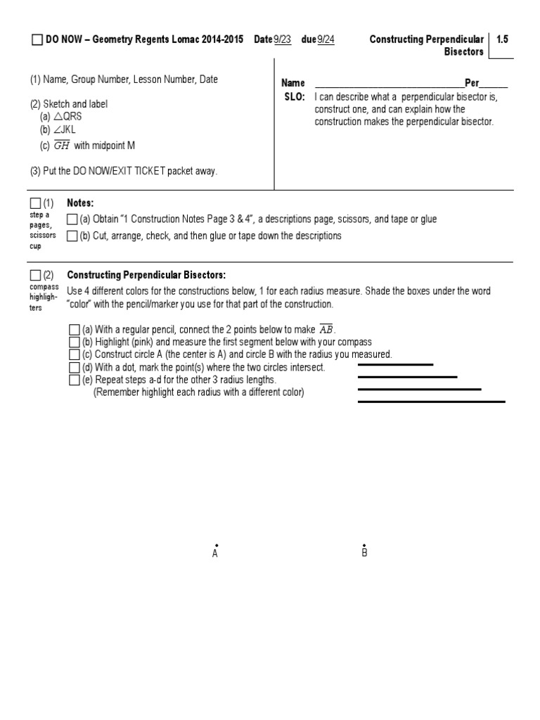1 5 Constructing Perpendicular Bisectors 092314 Pdf Pdf