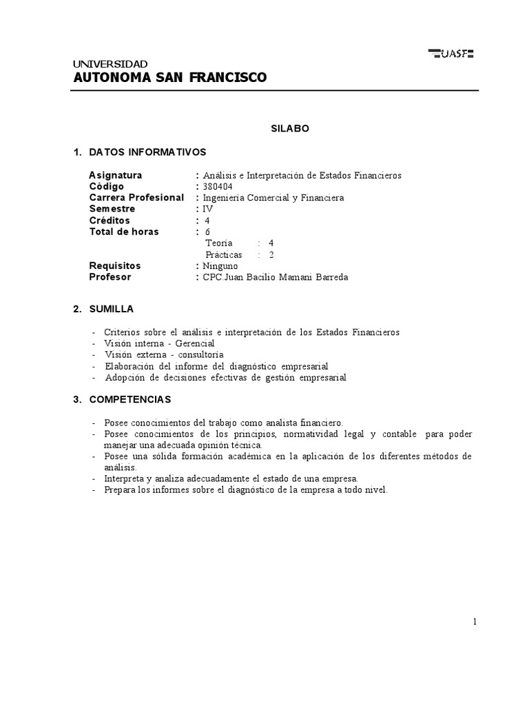 Análisis E Interpretacion De Estados Financieros Pdf Contabilidad