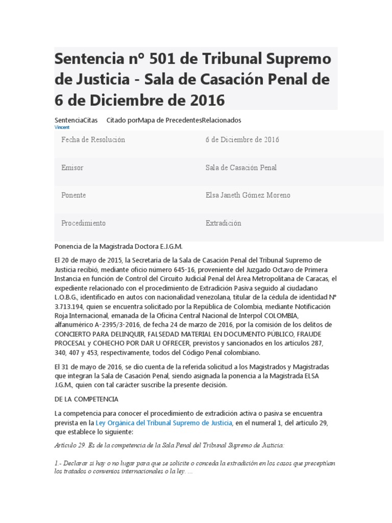 Sentencia Tribunal Supremo de Justicia | PDF | Judicaturas