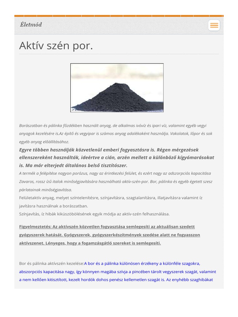Aktív Szén - Életmód PDF | PDF
