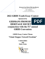 2022 GRHS Youth Essay Contest Entry Form