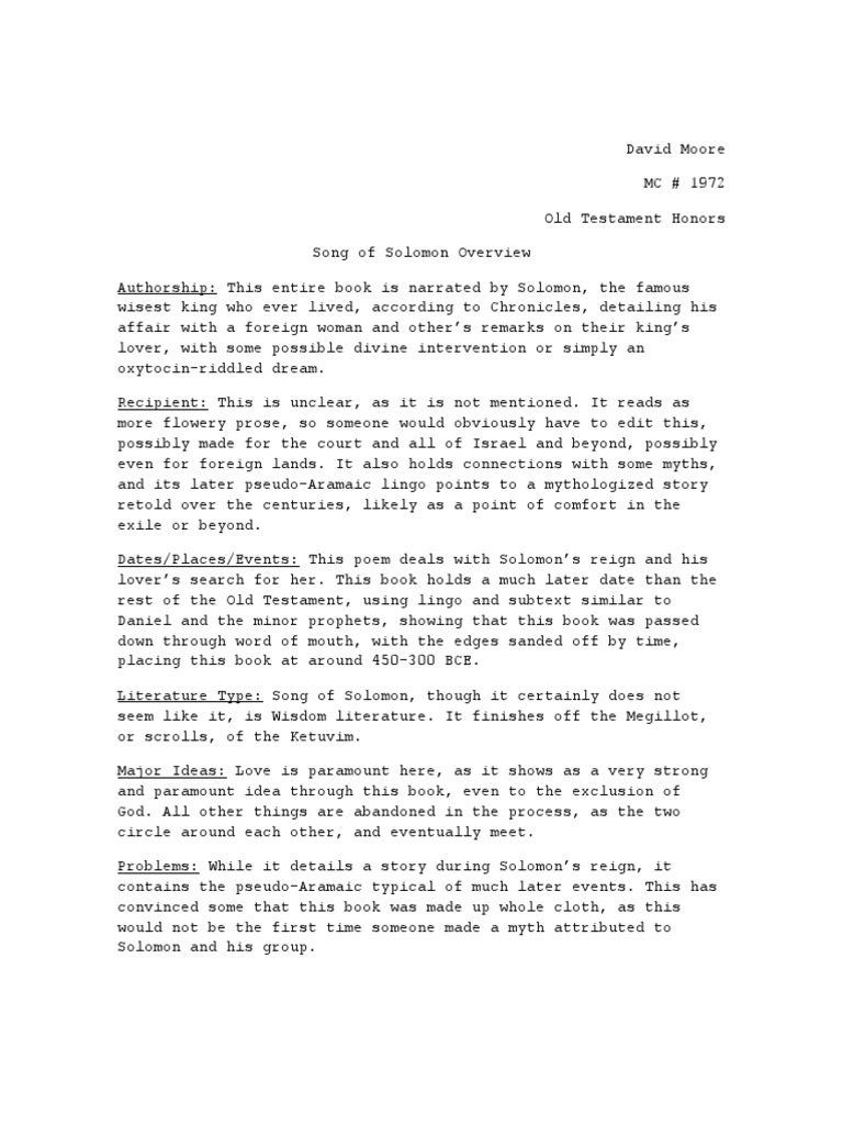 Song of Solomon | PDF | Song Of Songs | Solomons