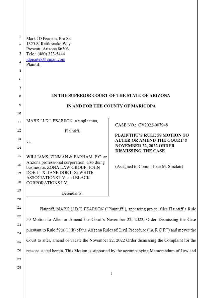 Plaintiff's Rule 59 Motion To Alter or Amend The Court's November 22, 2002 Order PDF