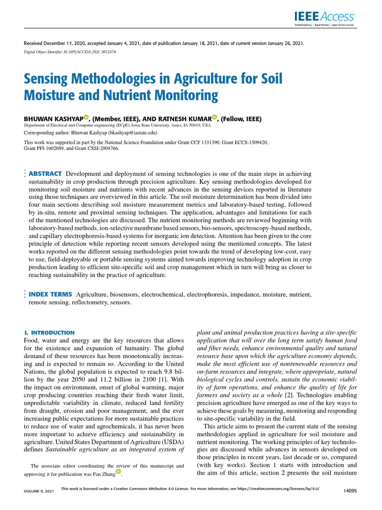 Photo inspiration: Visual Reference: Sensing Methodologies In Agriculture For Soil Moisture And Nutrient