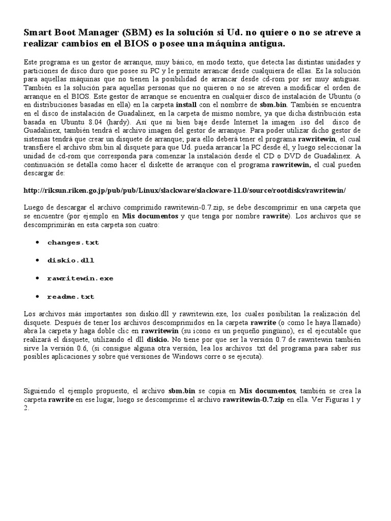 Crear disquete con Smart Boot Manager | PDF | Arranque | Disco flexible