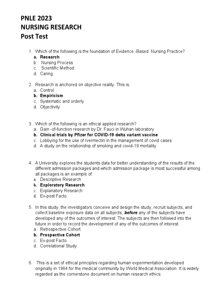 PNLE 2023 Nursing Research Exam Review | PDF | Sampling (Statistics ...