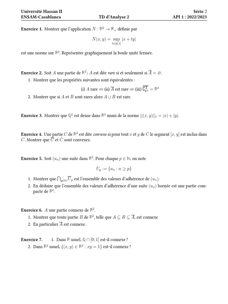 Normes et propriétés des ensembles en R² | PDF