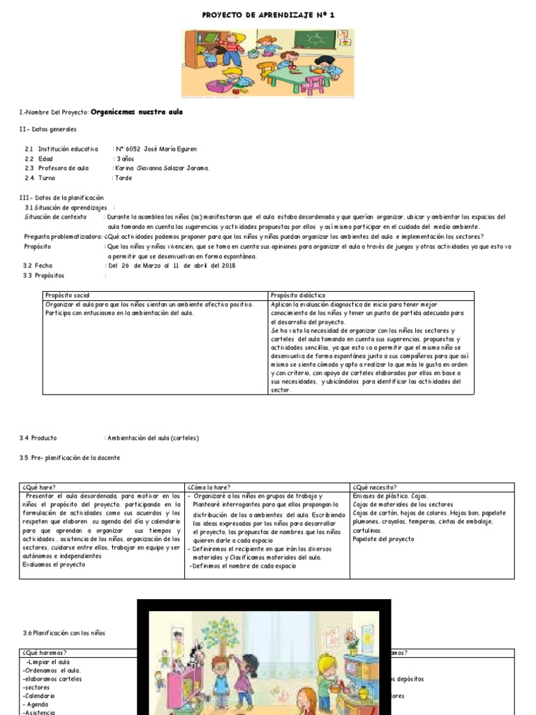 PROYECTO #1 Organicemos Nuestra Aula 2018 | PDF | Maestros | Salón de ...